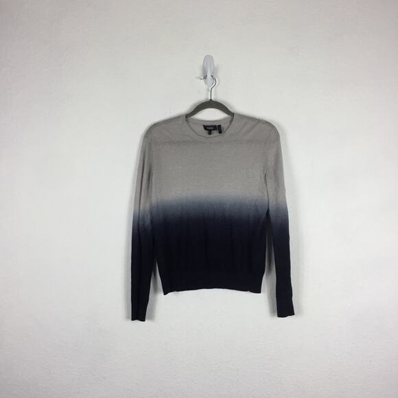 Theory Navy Linen Sweater Small Ombre Crew Neck Sag Harbor Lightweight Knit - Picture 3 of 15